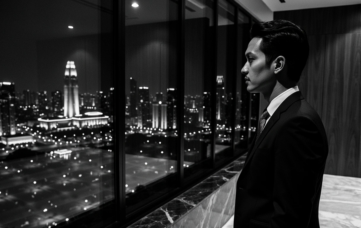 Professional executive overlooking Jakarta skyline